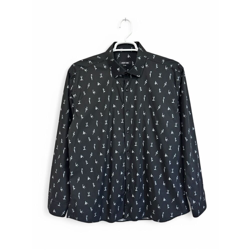 Jared Lang Button Down Shirt 2XL Pin Up Rockabilly Novelty Print
